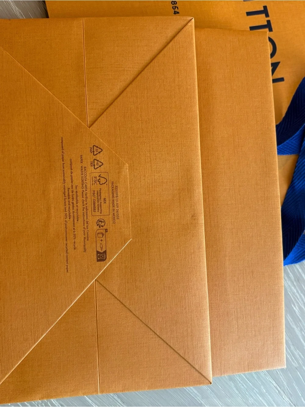 Louis Vuitton Signature Gift Bag Set with Blue Ribbon Handles